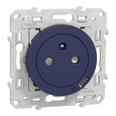 Imagen de Schneider Electric Odace Toma rasante + USB C10,5 W cobalto S550089