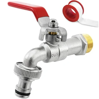 Imagen de SHYNE Grifo de Calidad Latón 3/4 &#039;&#039; Pulgada Resistente al Óxido y las Heladas + 1 Conexión Manguera E Book Para Jardín, Lavadora, Barril lluvia