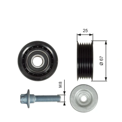 Imagen de GATES T36619 Rodillo Guia FleetRunner Micro V Stretch Fit con canales MERCEDES BENZ: Clase ML, E Berlina, R