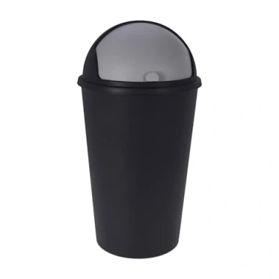 Imagen de Spetebo cubo de basura XL con tapa corredera negro 25 L redondo cúpula cosmético reciclable