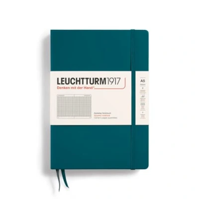Imagen de LEUCHTTURM1917 359693 Libretas Medium (A5) 145 x 210 mm, Tapa Dura, 251 páginas numeradas, Pacific Green, Cuadriculada
