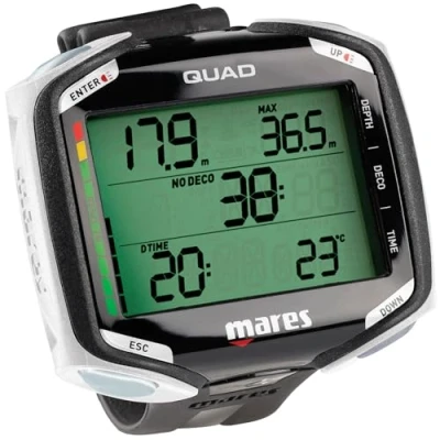 Imagen de Mares Quad, Ordenador para Buceo Multimezcla, de Pantalla Grande, Blanco/Negro, Unisex