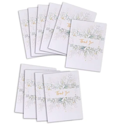 Imagen de UK Greetings Paquete múltiple de 10 tarjetas agradecimiento para cualquier ocasión con sobres, diseños botánicos suaves