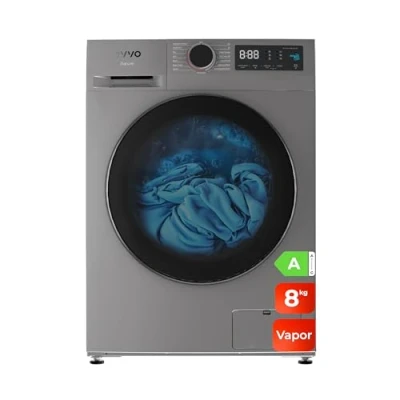 Imagen de EVVO Lavadora 8kg, Vapor, Bajo consumo, Clase A, Motor Inverter, Hygiene Pro, Lavado Rápido 15&#039;, Tambor ePROTECT, Inicio Diferido, 1400 rpm, 15 programas, Carga frontal, Nature (8Kg, Inox)