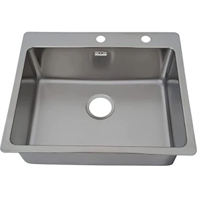 Imagen de respekta Fregadero empotrado 1 seno con banco de agujeros para grifo (acero inoxidable, modelo Chicago 60 x 50 cm)