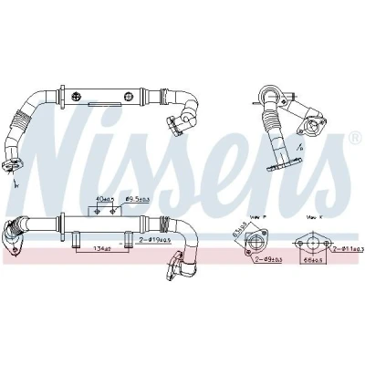 Imagen de NISSENS 989428 Enfriador EGR sin bypass de depresión NISSAN: Pathfinder 3, NP300 Navara Pick up