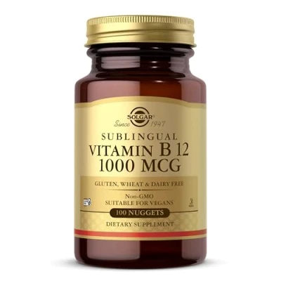 Imagen de Solgar Vitamina B12 1000 µg (cianocobalamina​ ) Apto para veganos Plus de energía Ayuda a reducir el Cansancio 100 comprimidos masticables​
