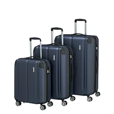 Imagen de Travelite Juego de Maletas 4 Ruedas Tallas L/M/S con Candado TSA + Pliegue Expansión (Excepto Talla S), City: Robusta Maleta Cubierta Dura Superficie Resistente a Los Arañazos