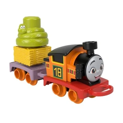Imagen de Thomas &amp; Friends Mi primera Nia, Tren de juguete para empujar con 1 locomotora, vagón y 2 piezas carga apilar, regalo niños niñas +18 meses, HYG34