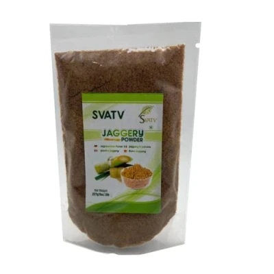 Imagen de SVTAV Jaggery Powder, polvo de Gur triturado a mano Edulcorante Natural azúcar moreno Sustituto caña indio Sin conservantes añadidos sabores artificiales 227g