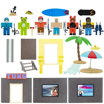 Imagen de Roblox ROB0599 Action Collection Arsenal: Operation Beach Day Deluxe Playset [Incluye artículo Virtual Exclusivo], Multicolor