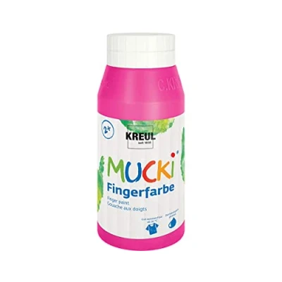 Imagen de KREUL 23206 Mucki Pintura Brillante para Dedos, Rosa, a Base de Agua, sin parabenos, Gluten, lactosa y Vegana, Lavable, Pink, 750 ml (1er Pack),