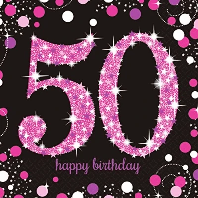 Imagen de Pink Sparkling Celebration 50th Luncheon Napkins 33cm /16