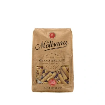 Imagen de la Molisana, Macarrones Integrales Nº 37, pasta integral de solo trigo italiano trefilada bronce, rica en fibras, áspera y tenaz con excelente sujeción cocción Paquete 500 g