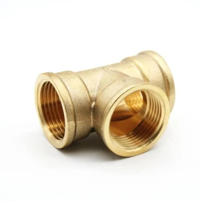 Imagen de DOJA Barcelona Te Laton Hembra 1&quot; PACK4 Pieza en T Unión Tubos Riego Conector Latón Tuberias para Radiadores, Manguito Goteo, Aire Comprimido, Regulador Gas/Tubo Agua, Derivación..