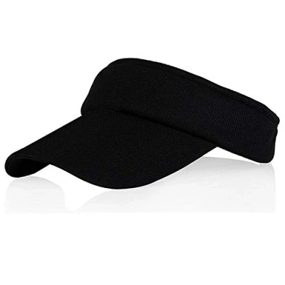 Imagen de Viseras Negro para Mujeres y Hombres, Banda de Sudor Larga Gruesa Sombrero Ajustable Practicar Ciclismo Golf Tenis Correr Otros Deportes