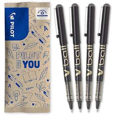 Imagen de PILOT 4 unidades Bolígrafo Roller tinta líquida V Ball 07 Medio, negro