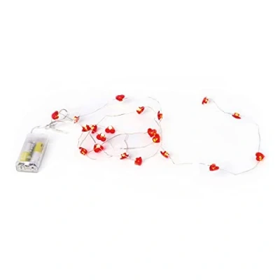 Imagen de Legami cable de luces LED en forma corazón, Love at First Light, longitud 190 cm, con 20 ledes luminoso color plateado, blanco cálido