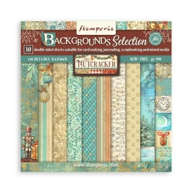 Imagen de Stamperia Scrapbook Paper Pad for Scrapbooks, Albums, Cards, Bullet Journals and More, Acid Free, Double Sided, Perfect Crafts Gifting (The Nutcracker Backgrounds) (20,3 x 20,3 cm)