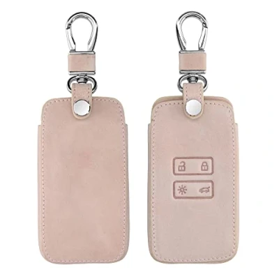 Imagen de kwmobile Carcasa Compatible con Renault Llave de Coche Smart Key 4 Botones (Solo Keyless Go) Funda Cuero sintético Case para Mando Control Auto Oro Rosa
