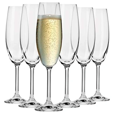 Imagen de Krosno Copas Flauta Boda de Cava Champán Conjunto 6 Piezas 200 ML Colección Venezia Perfectos para Uso en Casa, Restaurante y Fiestas Apto Lavavajillas