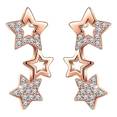 Imagen de Infinito U Pendientes Estrellas de Plata Ley 925 con Circonitas Cúbicas,Pequeños para Niñas Mujeres