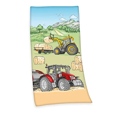 Imagen de Herding Traktor Velourstuch Toalla de Terciopelo, Multicolor, 75 x 100 cm