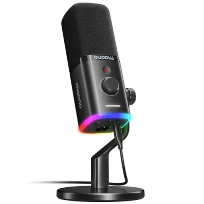 Imagen de MAONO Microfono Gaming Dinámico: Micrófono USB/XLR para Streaming y Podcasting, Microphone con Software, botón de Silencio Ganancia, Grabación PC Gaming, PS4 PS5, PD100X
