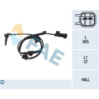 Imagen de FAE 78110 Sensor de ABS Eje delantero activo 2 805 OPEL: Insignia A Sports Tourer, Berlina, Hatchback, SAAB: 9 5 Berlina