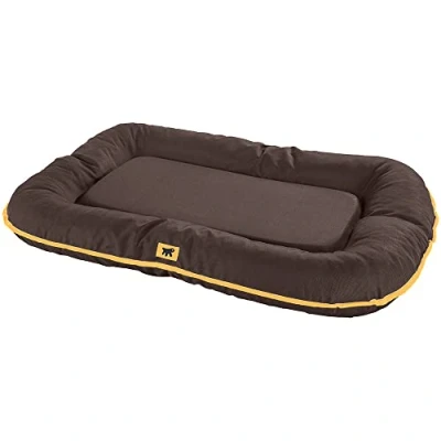 Imagen de Ferplast Cama para Perro Cojín Perros Grande Tejido Resistente a los arañazos Lavable 30 C Colchón Impermeable 120 x 80 13,5 cm. Marron