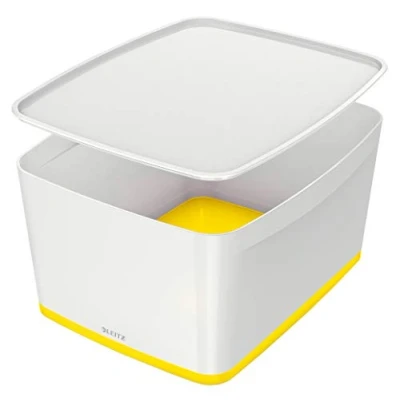 Imagen de Leitz Caja de Almacenamiento con Tapa, 18 litros, Impermeable, Blanco/Amarillo