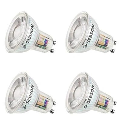 Imagen de SEBSON Bombilla LED GU10 5W Equivalente a 50W 380 Lúmenes Blanco Cálido 3000K No Regulable Angulo de Haz 36 Spot 230V Juego 4