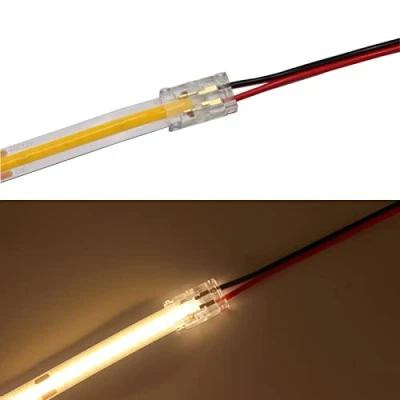 Imagen de conectores de tira LED COB, 2 pines, 10 a cable + conector 15 cm, conexión sin interrupciones, clic rápido para tiras luces COB mm (10 mm, un