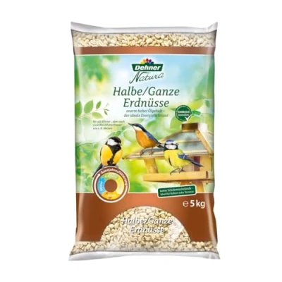 Imagen de Dehner Natura Premium Comida para Aves Silvestres (Cacahuetes Enteros, sin cáscara, Todo el año, Rico en proteínas, Alta energía, 5 kg)