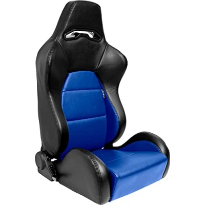 Imagen de AUTO STYLE Asiento Deportivo &#039;Eco&#039; Cuero Artificial Negro/Azul Respaldo Ajustable en el Lado Derecho incl. Correderas