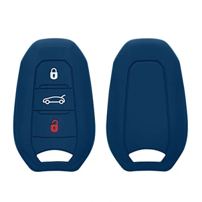 Imagen de kwmobile Funda Compatible con Peugeot Citroen Llave de Coche Smartkey 3 Botones (Solo Keyless Go) Carcasa Protectora Silicona para Case en Azul Oscuro