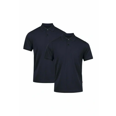 Imagen de DANISH ENDURANCE Polo Hombre Manga Corta en Algodón Orgánico, Camiseta de Vestir, Ropa Verano Azul Marino 2 Pack L