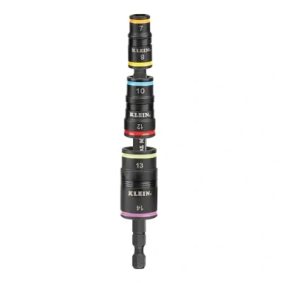 Imagen de Klein Tools 32933M Juego de llaves impacto 6 en 1 con 3 vaso abatibles, tamaños hexagonales métricos 7 mm a 14 mm, magnéticos