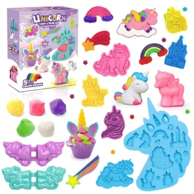 Imagen de plastilina a partir de 3 años para niños, tema unicornio, juego colores, accesorios plastilina, kit arte y artesanía con 11 cumpleaños