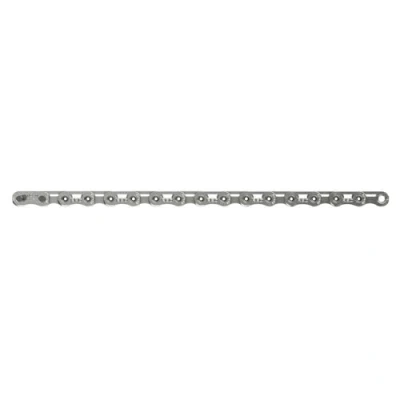 Imagen de SRAM Cadena de techo plano roja, 12 velocidades, 126 eslabones, parte superior plana, PowerLock, plata, E1
