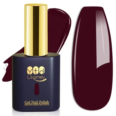 Imagen de YTD Likomey Esmalte Semipermanente de uñas en Gel UV LED,Otoño Invierno Día Navidad 15ml Rojo Burdeos Esmaltes Diseño Salón casa Manicura artística,CS219