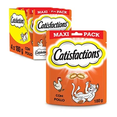 Imagen de Catisfactions Premios para Gatos, Sabor Pollo, Maxipack (Pack de 4 x 180g)