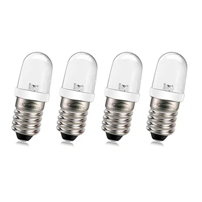 Imagen de Ruiandsion E10 Bombilla LED 220V 230V AC Base de tornillo Luz indicadora ahorro energía actualización, Blanco (Paquete 4)