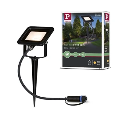 Imagen de Paulmann 94574 Plug &amp; Shine LED luz exterior Foco de jardín Proyector IP65 Blanco cálido incl. 1x6,8 W Negro Aluminio Spot 3000 K