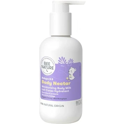 Imagen de Bee Nature Loción para el Cuerpo y Rostro del Bebé Miel Orgánica Alivia las Erupciones Eccema 99% Natural Adecuada Recién Nacidos Niños Piel Seca, Sensible 200ml