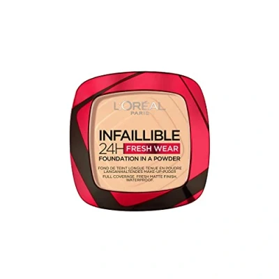Imagen de L&#039;Oréal Paris Polvos Compactos Mate Infalible 24H, Larga Duración, Cobertura Media Alta, Resistente al Agua, Tono: 40 Cashmere, 50 g