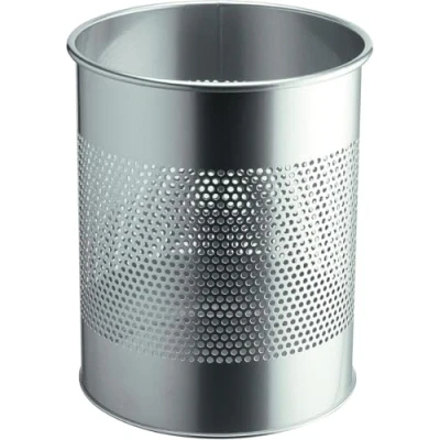 Imagen de Durable 331023 Papelera de metal redonda 15 litros, perforación 165 mm, plata