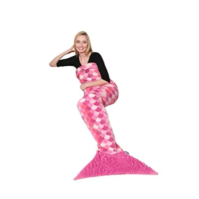 Imagen de Kanguru Manta con Forma de Cola Sirena, Forro Polar la Sirenita, sofá o Saco Dormir para niños, tamaño Infantil, 135 cm Largo, cumpleaños, Regalo