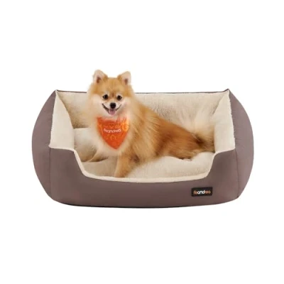 Imagen de Feandrea Cama para Perros, Sofá Mascotas, Alfombra Extraíble y Reversible, Bordes Elevados, Base Antideslizante, Talla M, 70 x 55 21 cm, Marrón Café Beige Arena PGW03Z