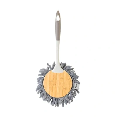 Imagen de Vigar Plumero Microfibra Redondo Mango Ergonómico 18 x 5 36 cm Diseño Bamboo Posibilidad de Desmontar Con Anilla Fácil Colgado En Gris